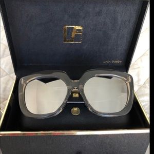 Linda Farrow White gold oversized sunglasses